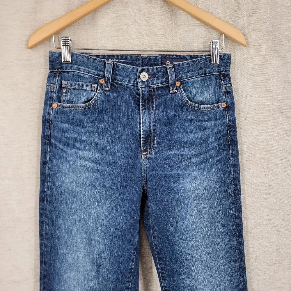 Ag Adriano Goldschmied Saige High Rise Straight Dark Wash Denim Blue Jeans